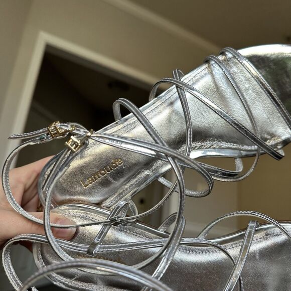 Larroudé Naomi Sandals Women’s Strappy Metallic Silver Shoes Womens Size 9 $275 - Picture 6 of 10